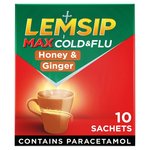 Lemsip Max Cold & Flu Honey & Ginger Sachets Paracetamol