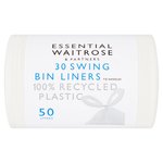 Essential Waitrose 60 L Tie Handle Swing Bin Liners