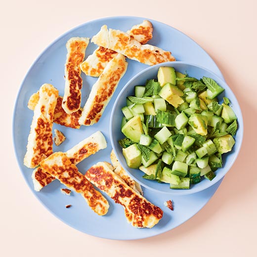 Halloumi Soldiers with Cucumber and Avocado 