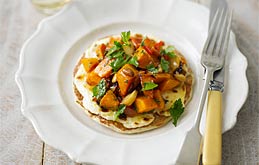 Buckwheat Pancakes with Goat's Cheese & Sweet Roasted Squash 