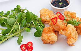 Prawn Tempura with a Soy and Chilli Dip 