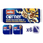 Muller Corner Vanilla Chocolate Balls and Banana Chocolate Flakes Yogurts