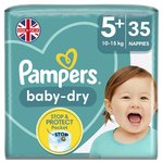 Pampers Baby-Dry Nappies, Size 5+ (12-17kg) Essential Pack