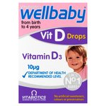 Vitabiotics Wellbaby Vitamin D Drops 10ug 0-4yrs 