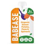 Babease Baby Food Organic Sweet Potato, Peas & Spinach Pouch, 6mths+