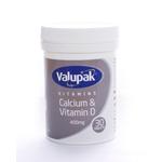 Valupak Vitamins Calcium 400mg & Vitamin D 2.5ug Tablets 