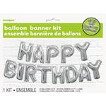 Silver Happy Birthday Balloon Banner Kit