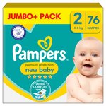 Pampers New Baby Nappies, Size 2 (4-8kg) Jumbo+ Pack