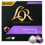 L'OR Lungo Profondo Coffee Pods x20 Intensity 8