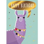 Hand Finished Llama Birthday Card
