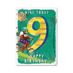 Nine Today Cycling Monkey 9th Birthday Card