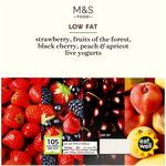 M&S Low Fat Live Yogurts Strawberry, Black Cherry, Peach & Apricot