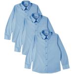M&S 3pk Regular Fit Easy Iron Shirts, 3-14 Years, Blue