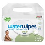 WaterWipes Baby Wipes Sensitive Weaning Plastic Free Wipes 240 Wipes 