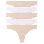 M&S Womens 5 Pack Microfibre Low Rise Thongs, Size 8-18, Opaline Mix