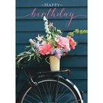 Abacus Peonies & Pushbike Birthday Card
