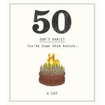 50 Don't Panic! Candles On Cake Birthday Card