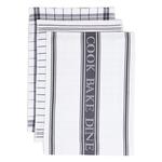 M&S Set of 3 Striped Tea Towels Dark Grey