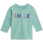 M&S Cotton Smile Slogan Top, 6-9 M, Sage