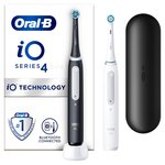 Oral-B iO 4 Black & White Electric Toothbrush Duo Pack + Travel Case