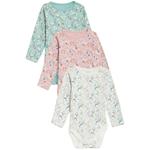 M&S Unisexn 3 Pack Pure Cotton Floral Bodysuits, Multi, 0-3 Years