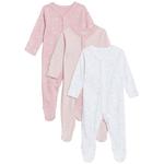 M&S 3 Pack Sleepsuits, Pink Mix, 0-3 Years