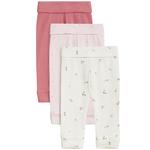 M&S Collection 3pk Pure Cotton Floral & Plain Leggings 6-9 Months Pink