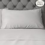 M&S 2 Pack Comfortably Cool Tencel Rich Pillowcases One Size Light Grey