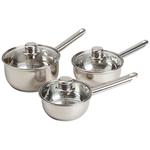 M&S Collection 3 Piece Stainless Steel Pan Set, Silver