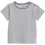 M&S Collection Cotton Rich Striped T-Shirt, 0-12 Months, Medium Grey