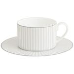 M&S Collection Hampton Stripe Cup & Saucer, One Size, Grey Mix
