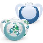 NUK Star Soother 6-18m Blue & Green, 2 Pack