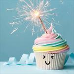 Rainbow Cupcake With Sparkler Birthday Card