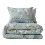M&S Pure Cotton Sateen Floral Bedding Set, Single-King, Soft Green