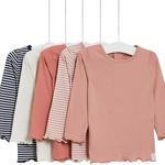 M&S Cotton Long Sleeve Pink Mix Tops, 5 Pack, 0 Months-3 Years