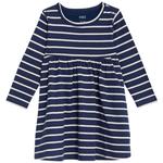 M&S Striped Long Sleeve Dress, 0 Months-3 Years, Navy