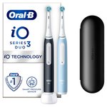 Oral-B iO3 Black & Blue Electric Toothbrush Duo Pack + Travel Case)