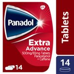 Panadol Extra Advance 500mg Paracetamol Caffeine Pain Relief Tablets