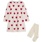M&S Heart Knit Dress, 2-8 Years, Red Mix