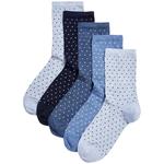 M&S Womens Seamles Toes Ankle High Socks, 5 Pack, Blue