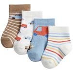 M&S Boys Cotton Transport Baby Socks, 4 Pack, 0-24 Months