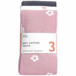 M&S Girls Cotton Daisy Tights, 2-8 Years