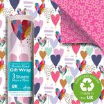 Hearts Double Sided Gift Wrap Sheets