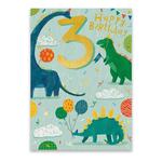 Dino Party 3rd Birthday Card