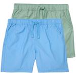M&S Boys Cotton Ripstop Shorts, 2 Pack, 2-7 Years, Blue