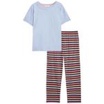 M&S Women's Cotton Rich Striped Pyjama Set, S-XL, Ice Blue