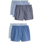 M&S Men's Pure Cotton Striped Woven Boxers, Small - Extra Large, Chambray