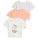 M&S 3pk Baby Girls T-Shirts, 0-3 Years, Patterned