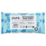 Pura Plastic Free Flushable Baby Wipes 60pk