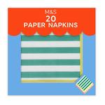 M&S Green & White Striped Paper Napkins